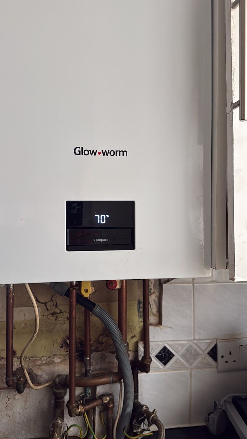 Glow-worm combi boiler running after a service